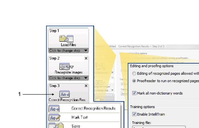Настройка шагов в Workflow Assistant OmniPage