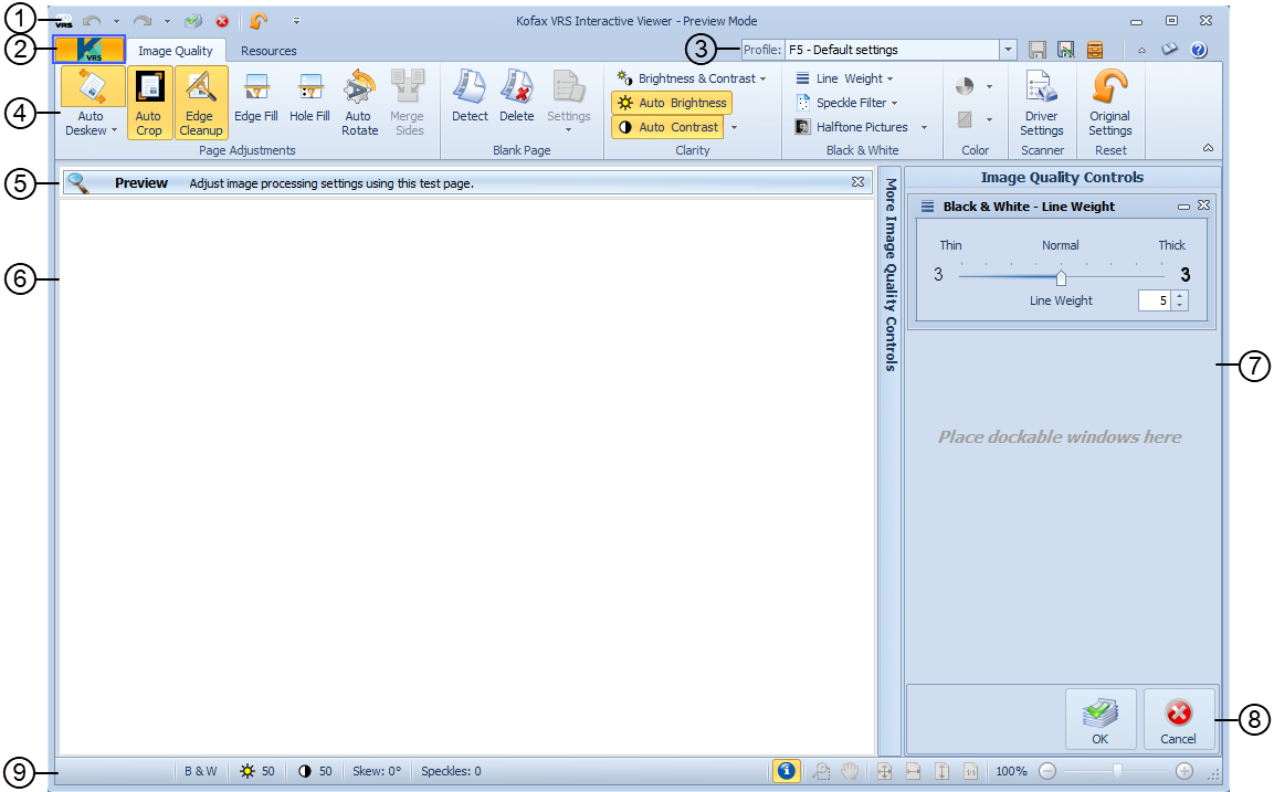 Окно Tungsten VRS Interactive Viewer с лентой Image Quality и панелью настроек