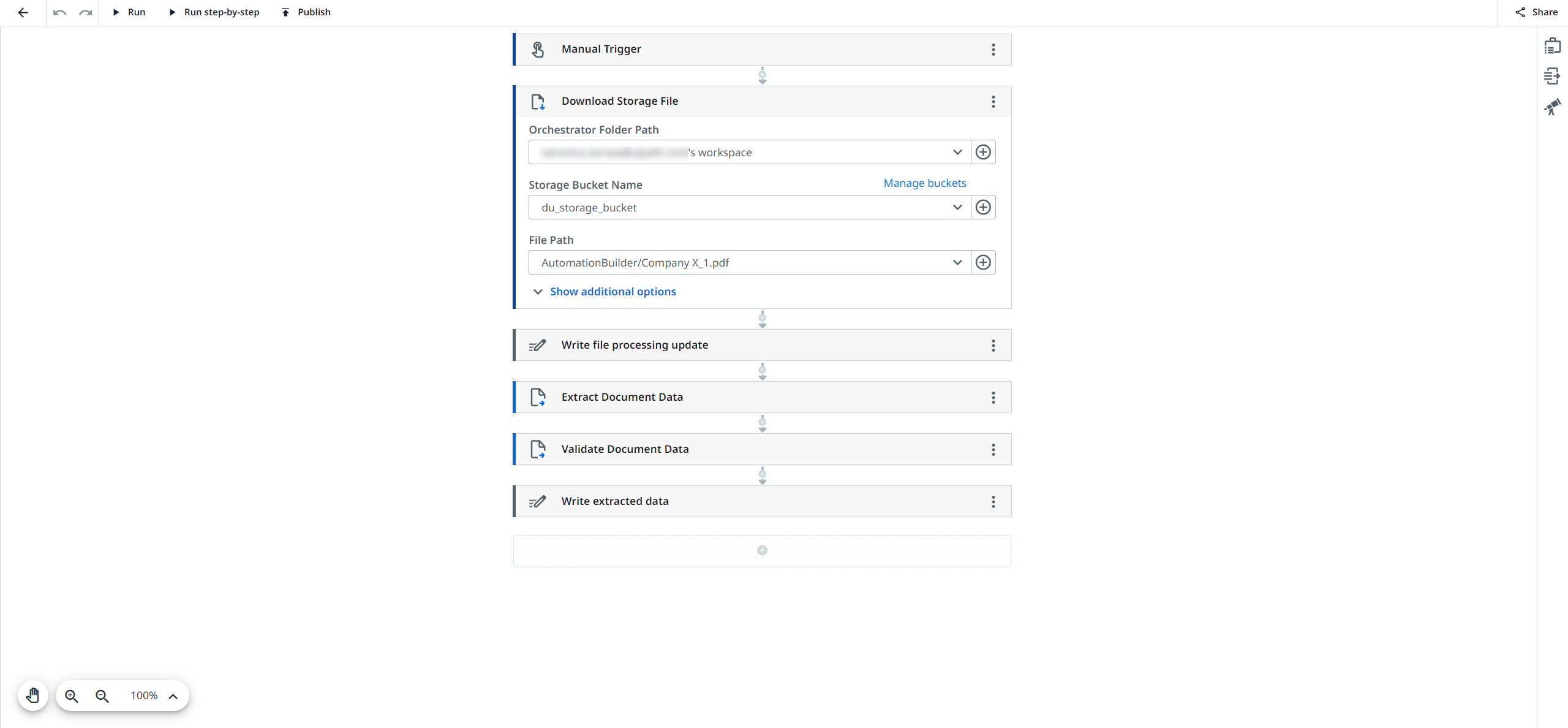 Шаблон процесса Document Understanding в Studio Web