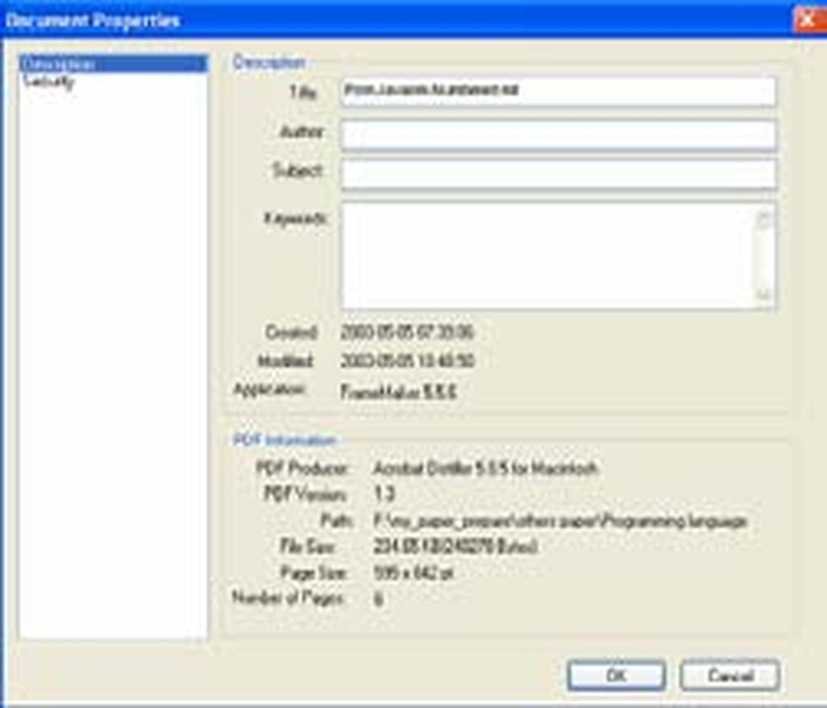 Свойства и описание PDF в VeryPDF PDF Editor