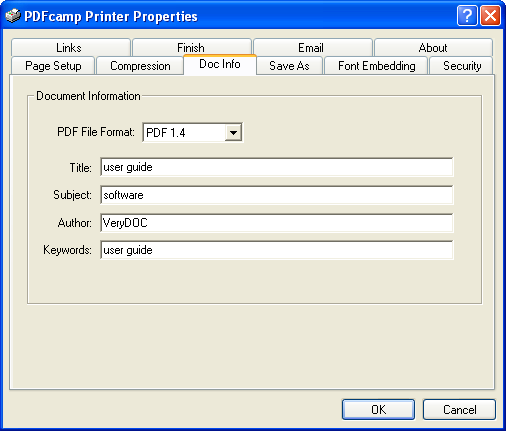 Настройка метаданных в PDFcamp Printer