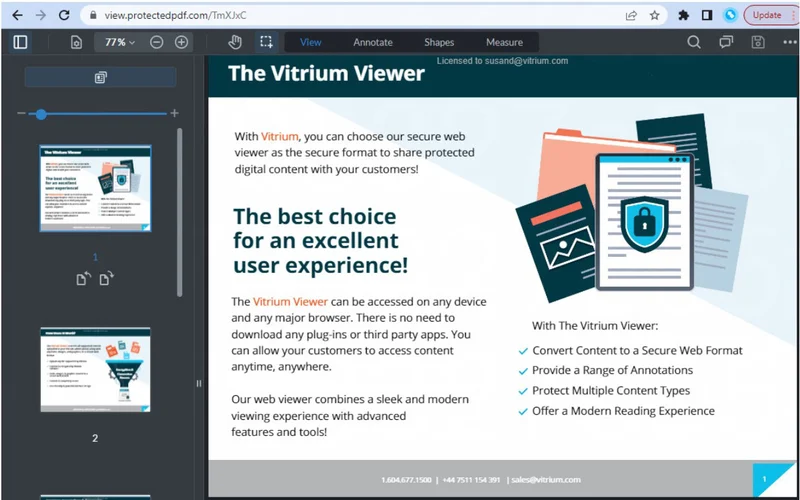 Защищённый веб-просмотрщик Vitrium Protectedpdf