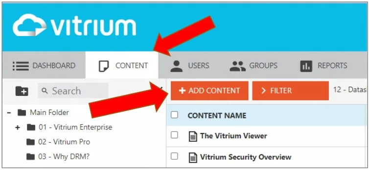 Кнопка добавления содержимого в Vitrium Protectedpdf