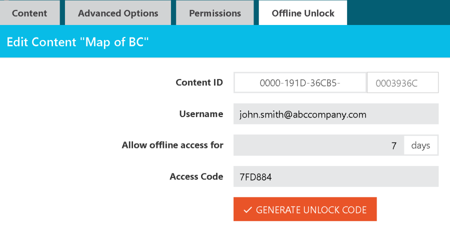 Форма выдачи offline unlock для защищённого PDF