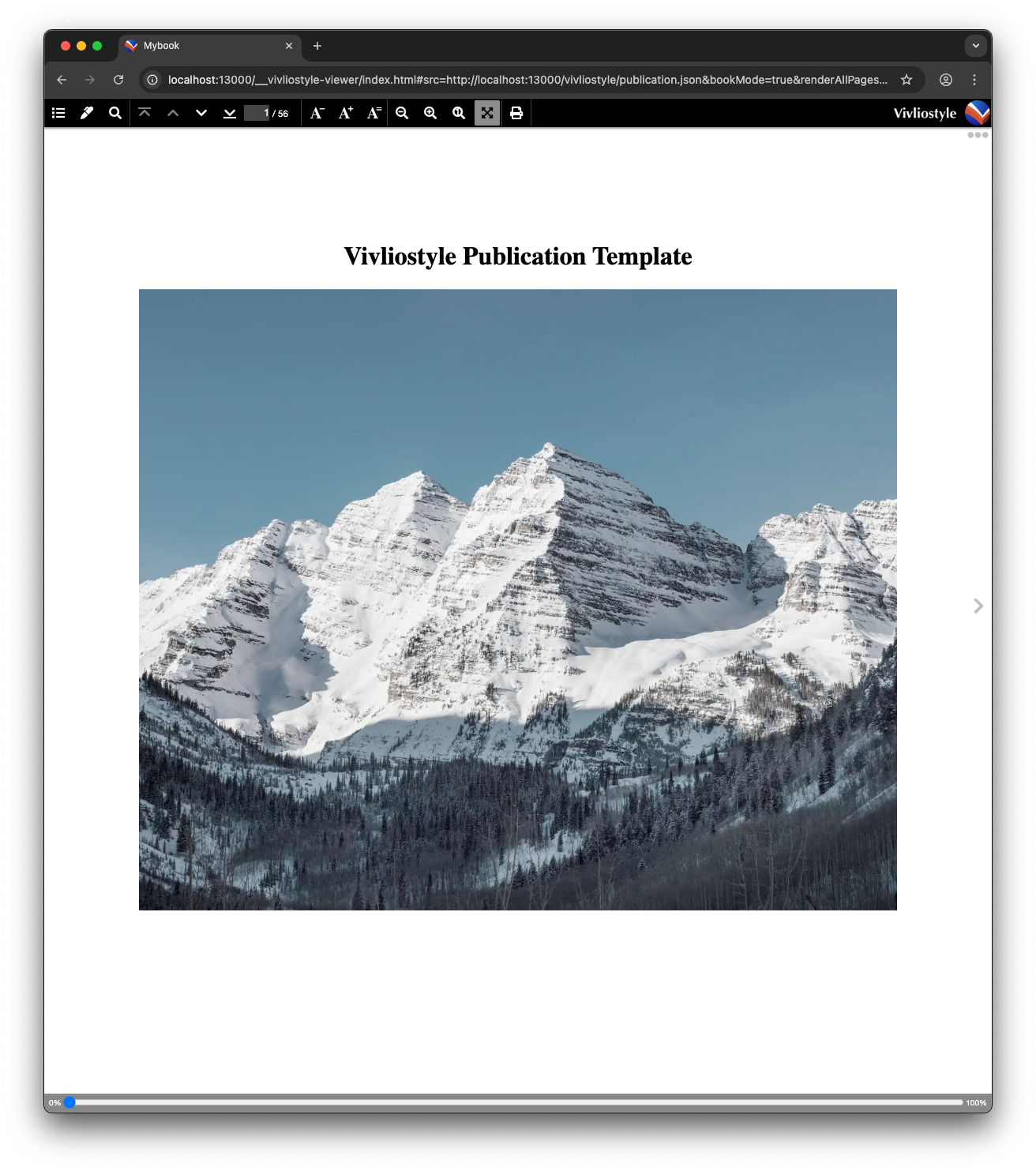 Обложка в окне Vivliostyle Viewer