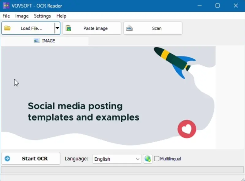 Выделение прямоугольной области для распознавания в Vovsoft OCR Reader