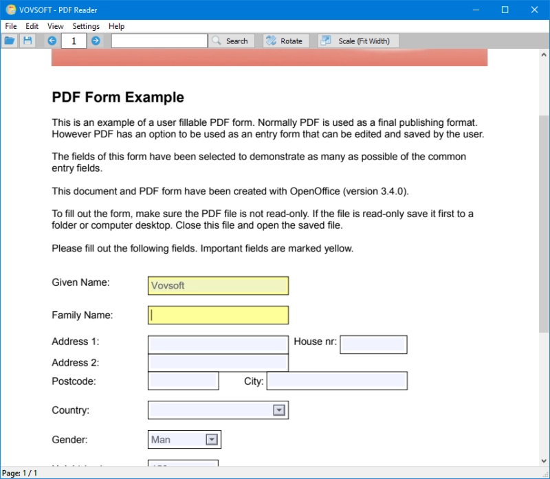 Заполнение интерактивной PDF-формы