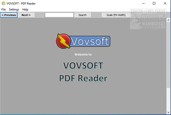 Начальный экран Vovsoft PDF Reader