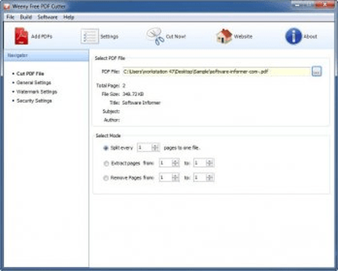 Главное окно с режимом Remove Pages для удаления диапазона