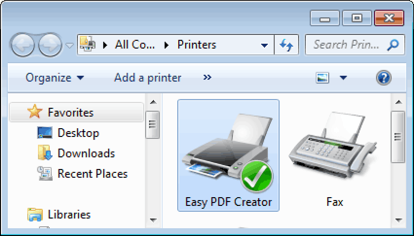 Easy PDF Creator в системной папке принтеров Windows