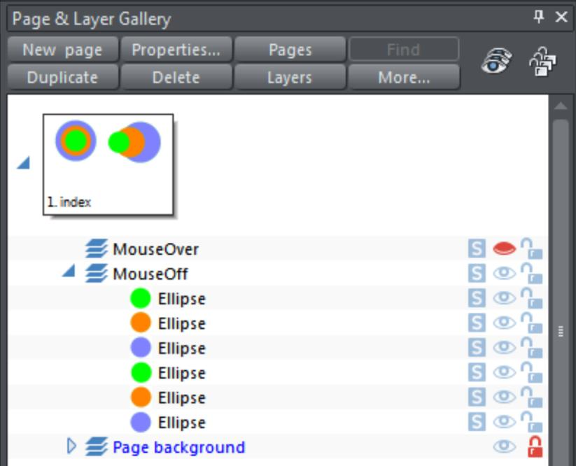 Page & Layer Gallery с иерархией объектов