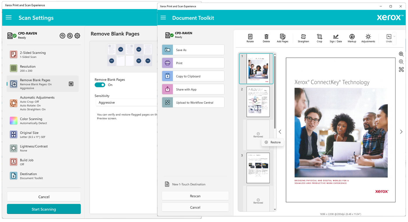 Document Toolkit с миниатюрами и просмотром страниц