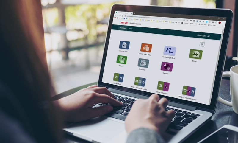 Xerox Workflow Central на экране компьютера