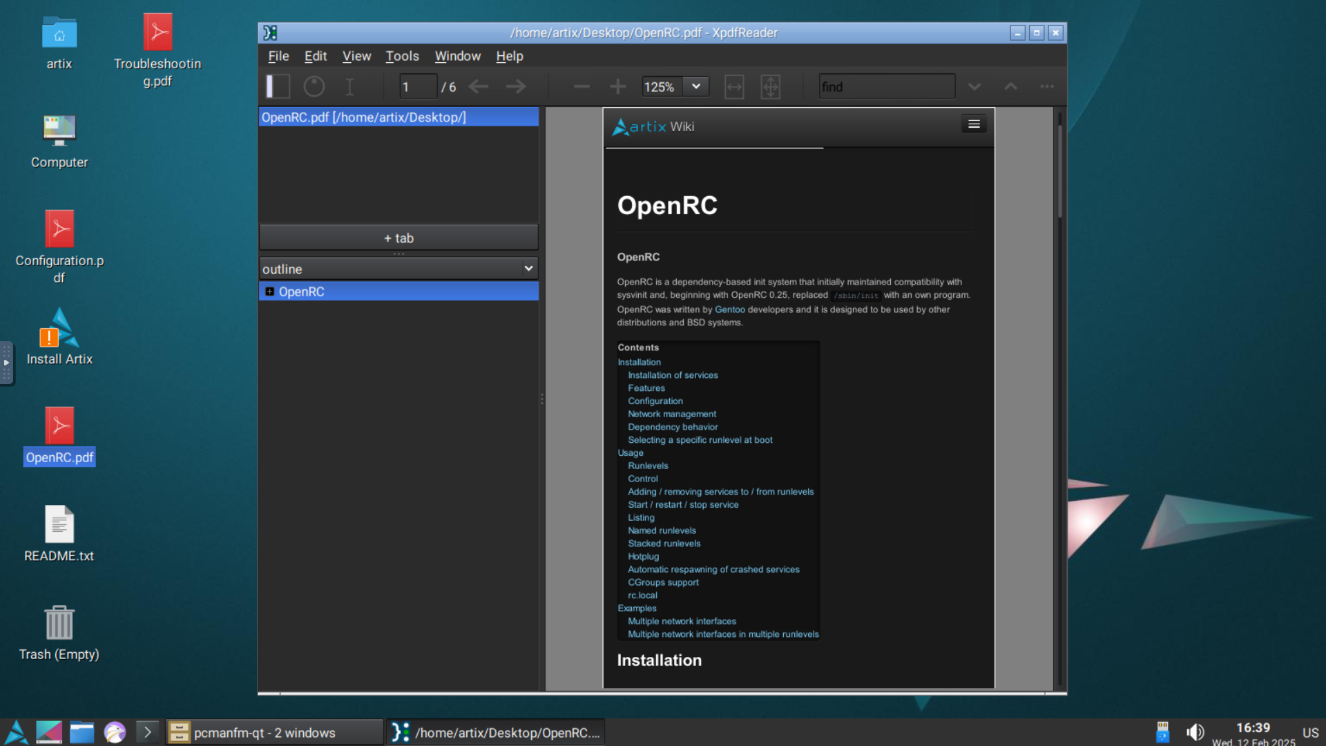 XpdfReader 4.05 в среде Linux