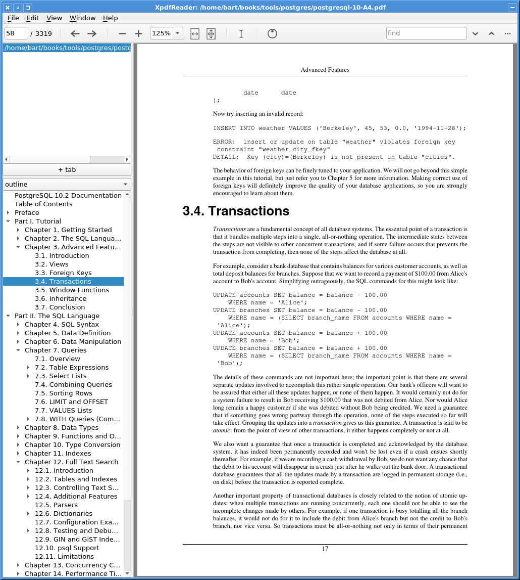 XpdfReader 4.00 с вкладками и панелью оглавления