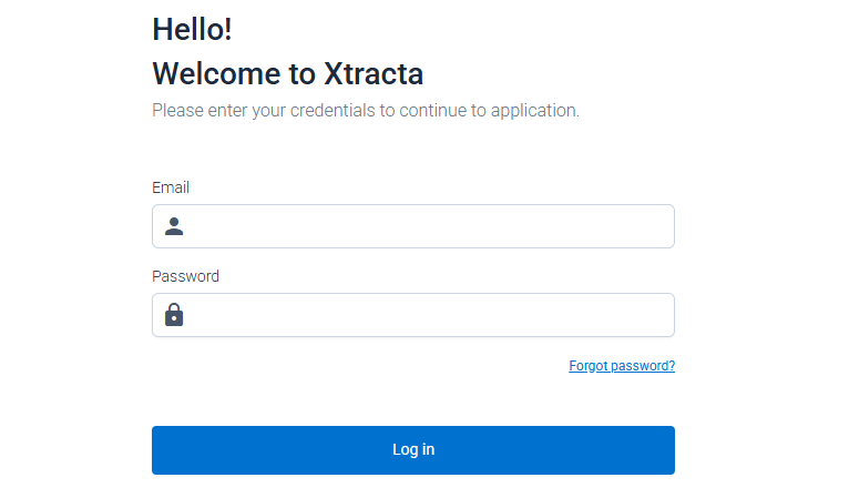 Форма входа в Xtracta