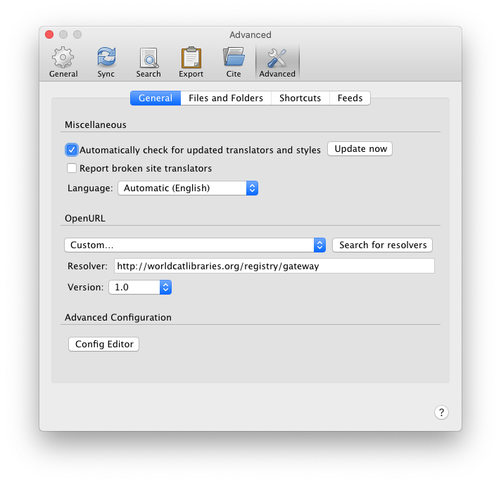 Расширенные настройки Zotero с редактором параметров