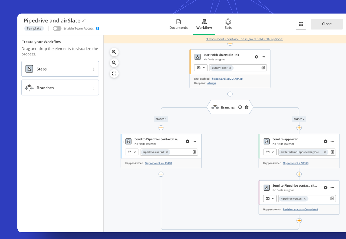 Визуальный конструктор маршрута документов airSlate