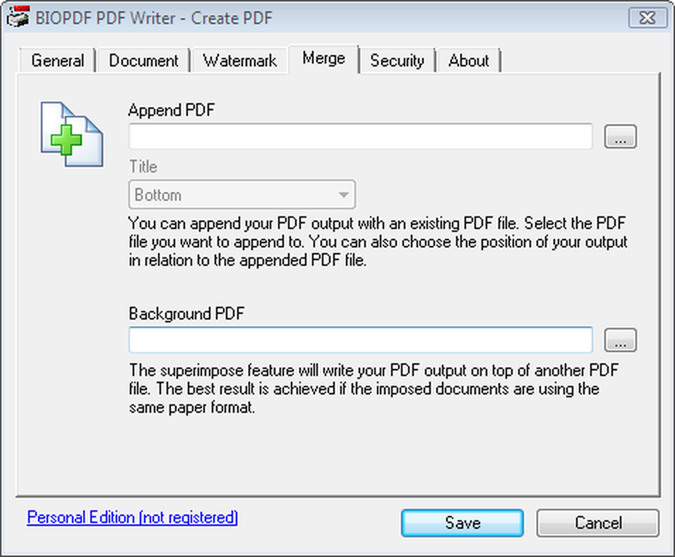 Присоединение PDF и выбор фонового документа