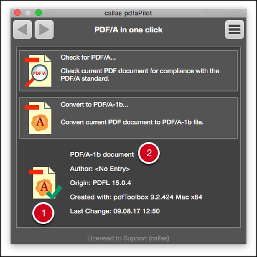 Статус проверки PDF/A in one click