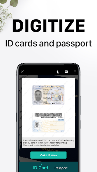 Режим сканирования ID-карт в CamScanner