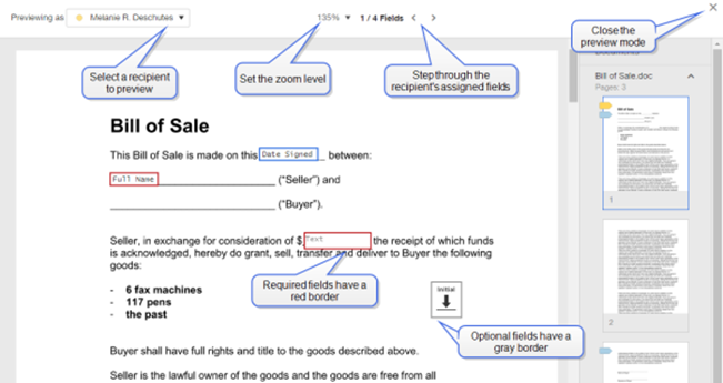 Preview mode в Docusign