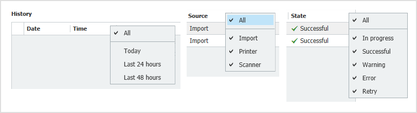 Скриншот DocuWare Desktop Apps: EN 2 Import Status Filter