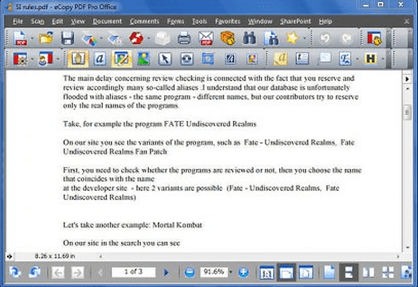Основное окно eCopy PDF Pro Office с открытым PDF и панелью навигации