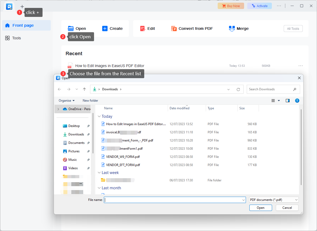 Скриншот EaseUS PDF Editor: 2 EaseUS PDF Editor open pdf