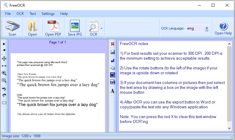 Скриншот FreeOCR: ocr software freeocr
