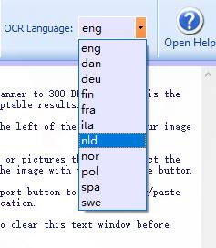 Скриншот FreeOCR: OCR language