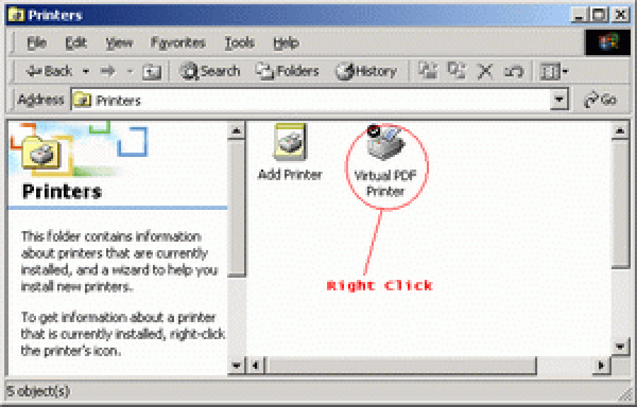 Virtual PDF Printer в системной папке принтеров