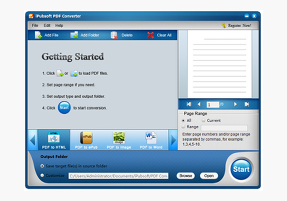 Главное окно iPubsoft PDF Converter со списком файлов и предварительным просмотром