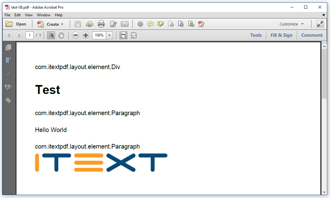 Результат преобразования HTML в элементы iText