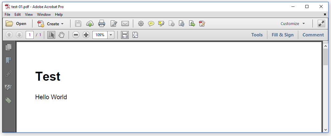 HTML-фрагмент и соответствующий PDF после преобразования