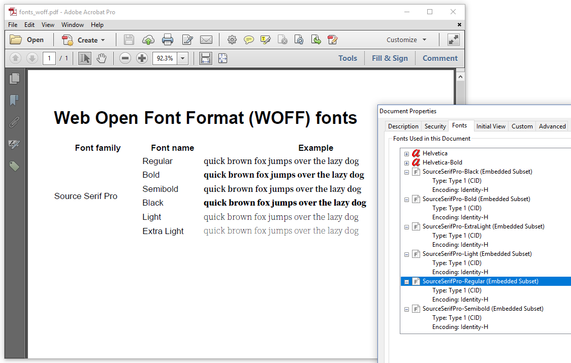 Результат применения WOFF-шрифтов при преобразовании HTML в PDF