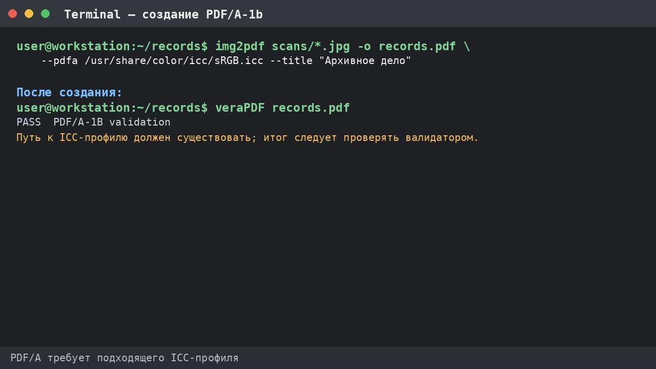 PDF/A-1b и ICC-профиль