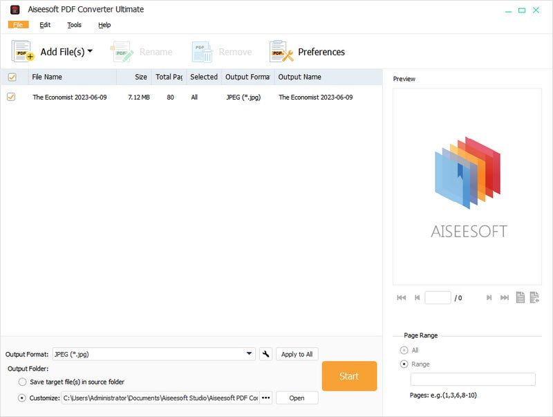 Добавление PDF-файлов в Aiseesoft PDF Converter Ultimate
