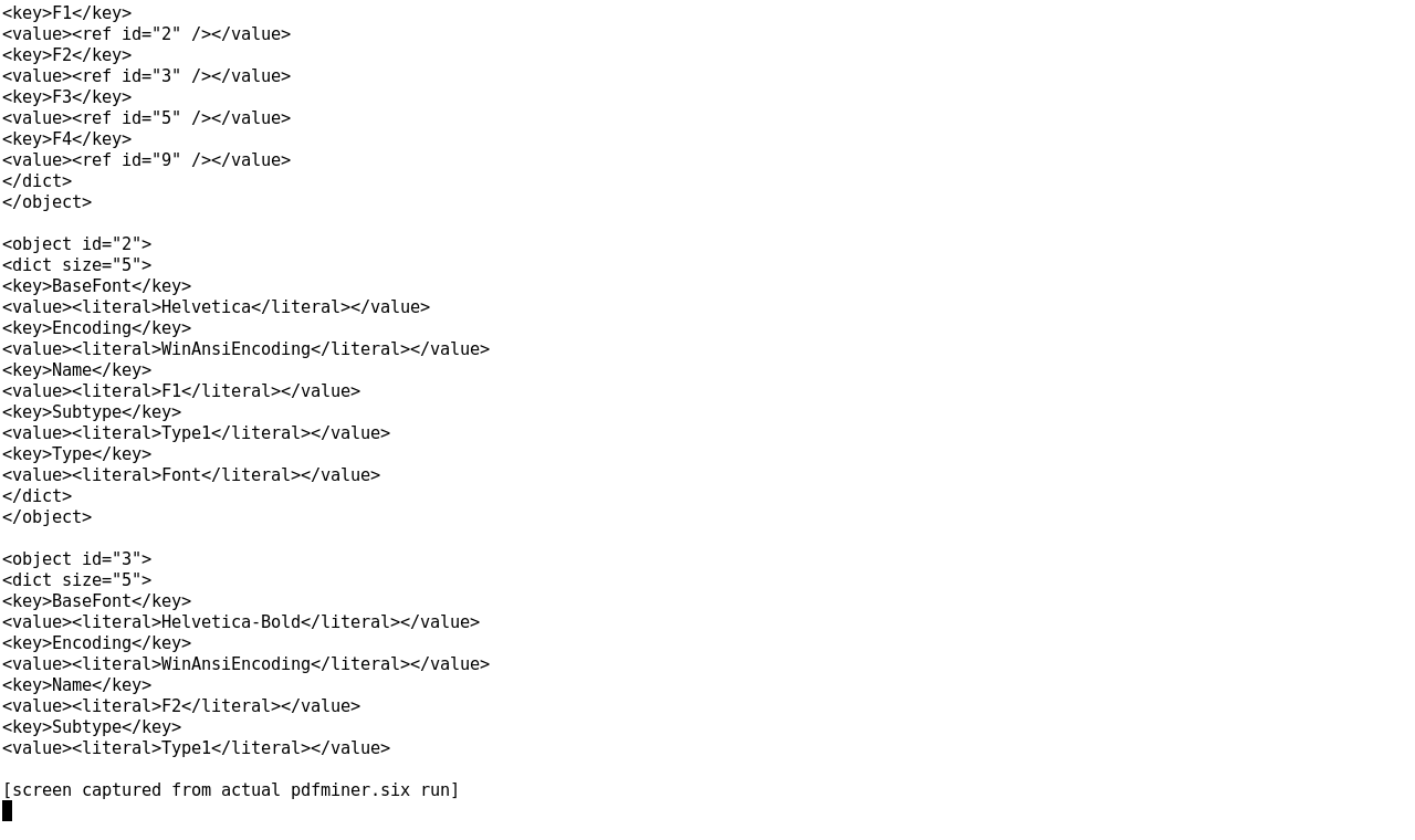 Объекты PDF, выгруженные командой dumppdf.py