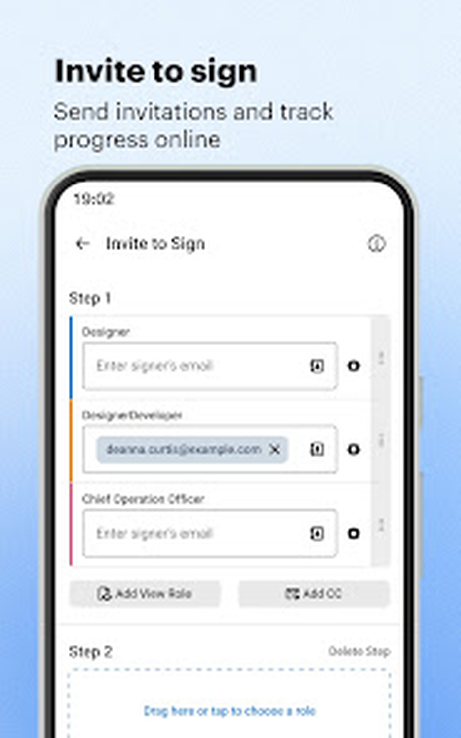 Настройка ролей и шагов приглашения на подпись в signNow