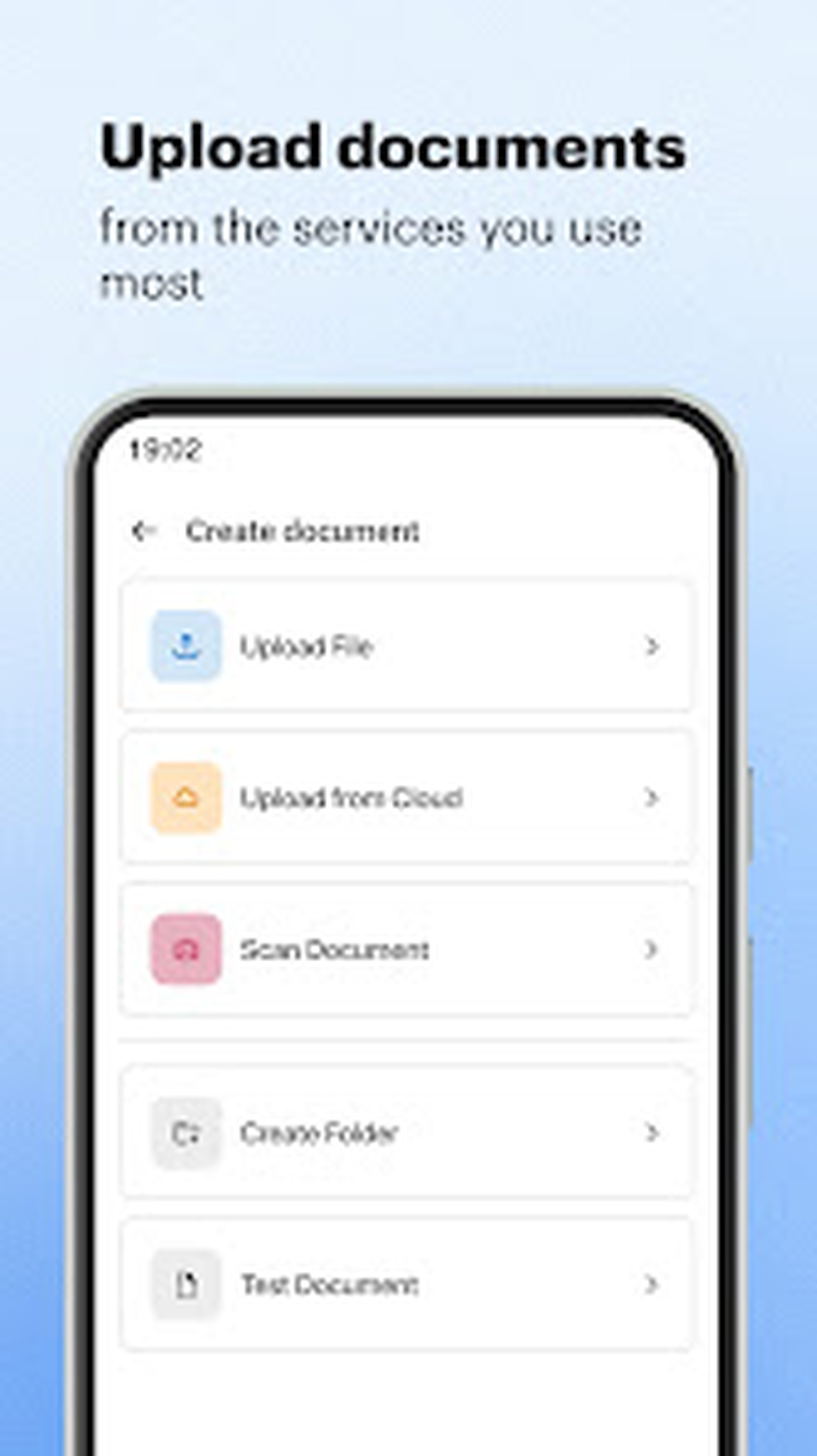 Экран выбора способа добавления документа в signNow на Android