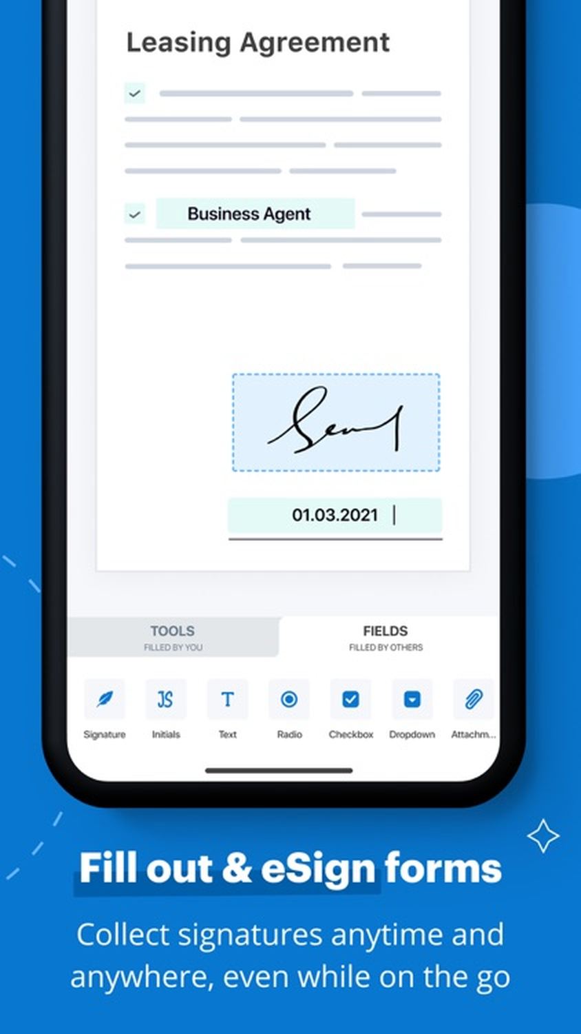 Расстановка полей подписи, текста, даты и других элементов в signNow