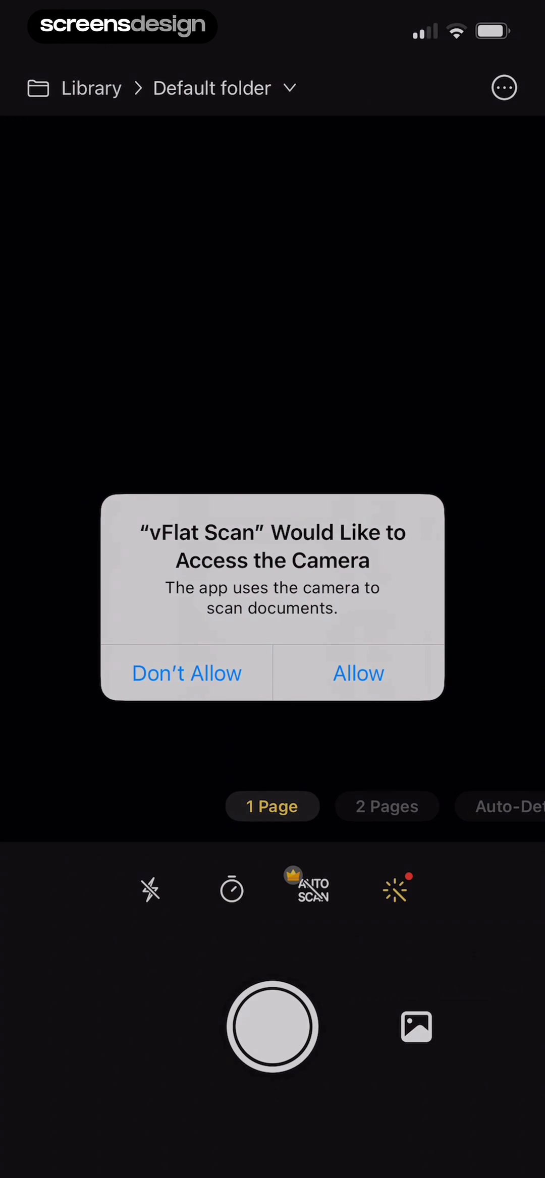 Системный запрос доступа vFlat Scan к камере