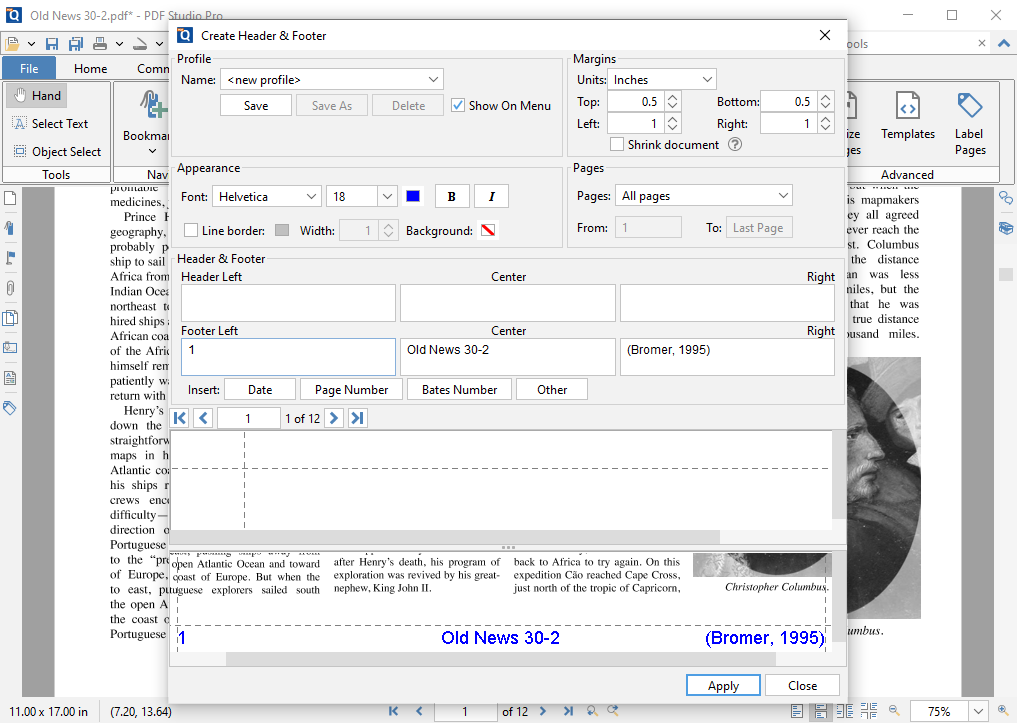 Настройка Header and Footer в PDF Studio Pro