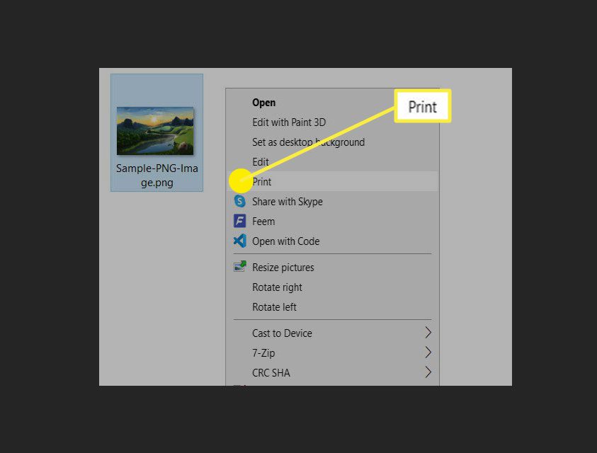 Печать PNG через приложение Фотографии