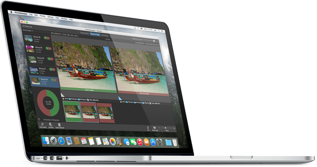 PhotoSweeper X на MacBook с режимом сравнения похожих фотографий