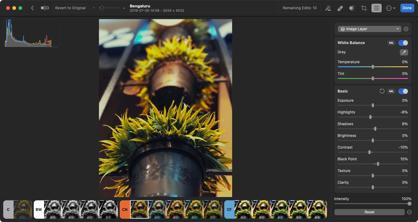 Интерфейс Photomator