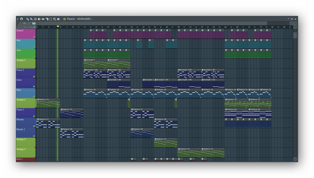 Плейлист FL Studio для работы с аудиодорожками