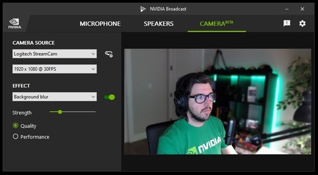 Интерфейс NVIDIA Broadcast