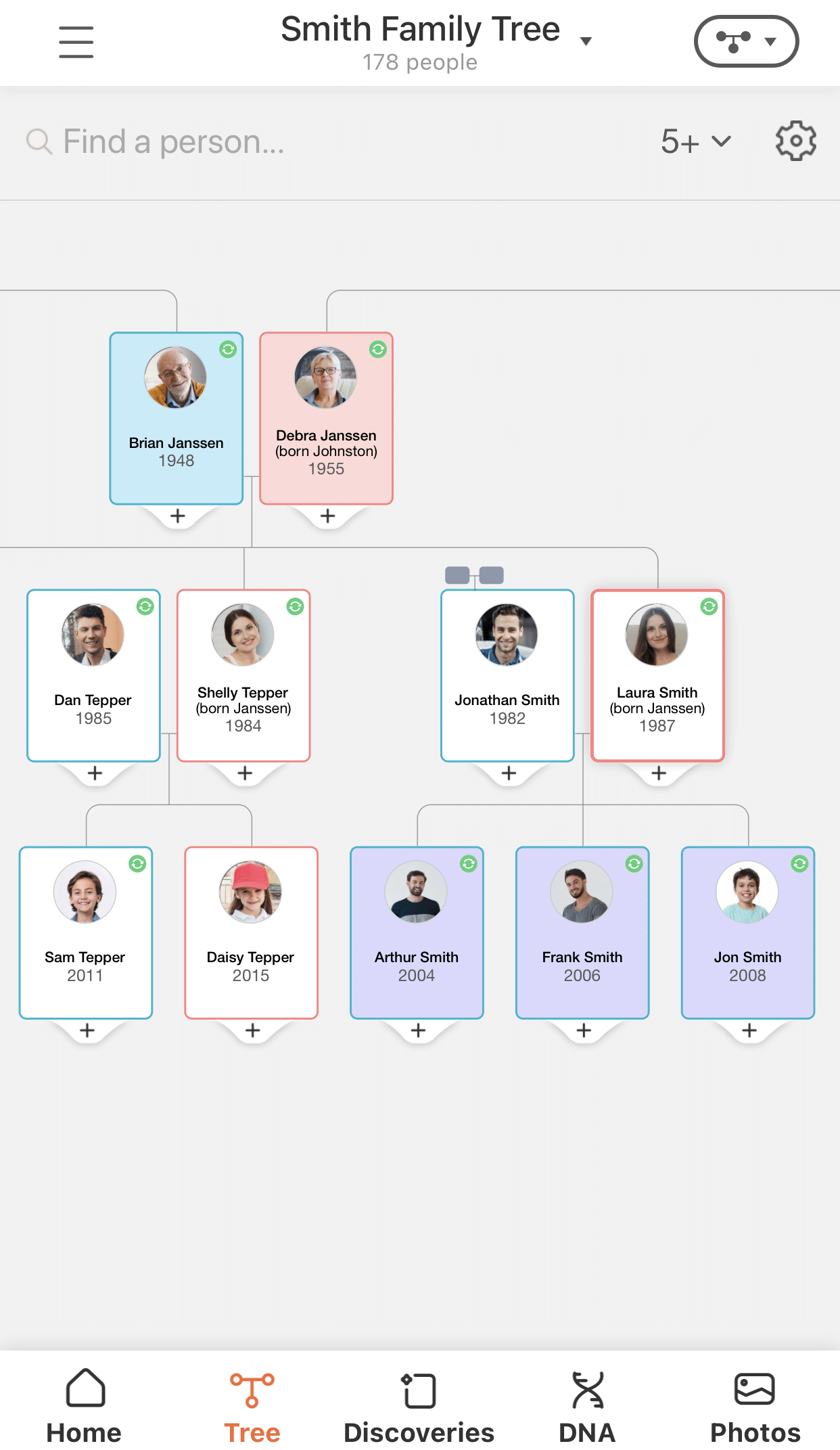 MyHeritage — мобильное дерево и карточки